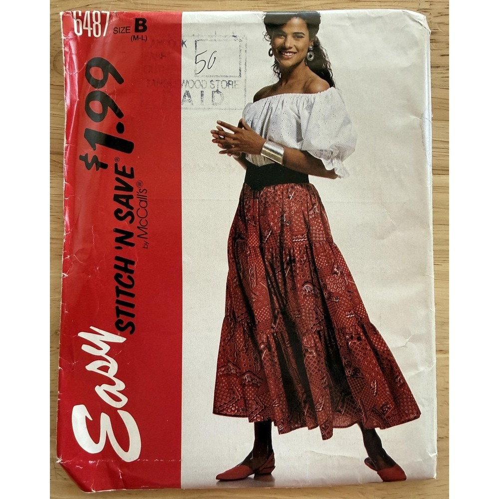 McCall's Easy Stitch 'N Save Pattern 6487 Misses' Tiered Skirt and Top, Size M-L